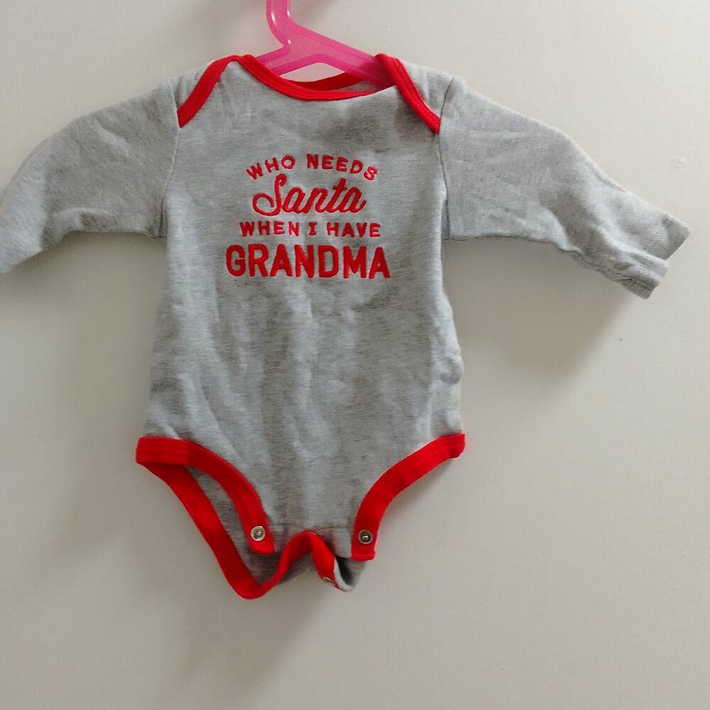 "Carter's," Who Needs Santa When I Have Grandma",  Unisex, Long Sleeved Onesie